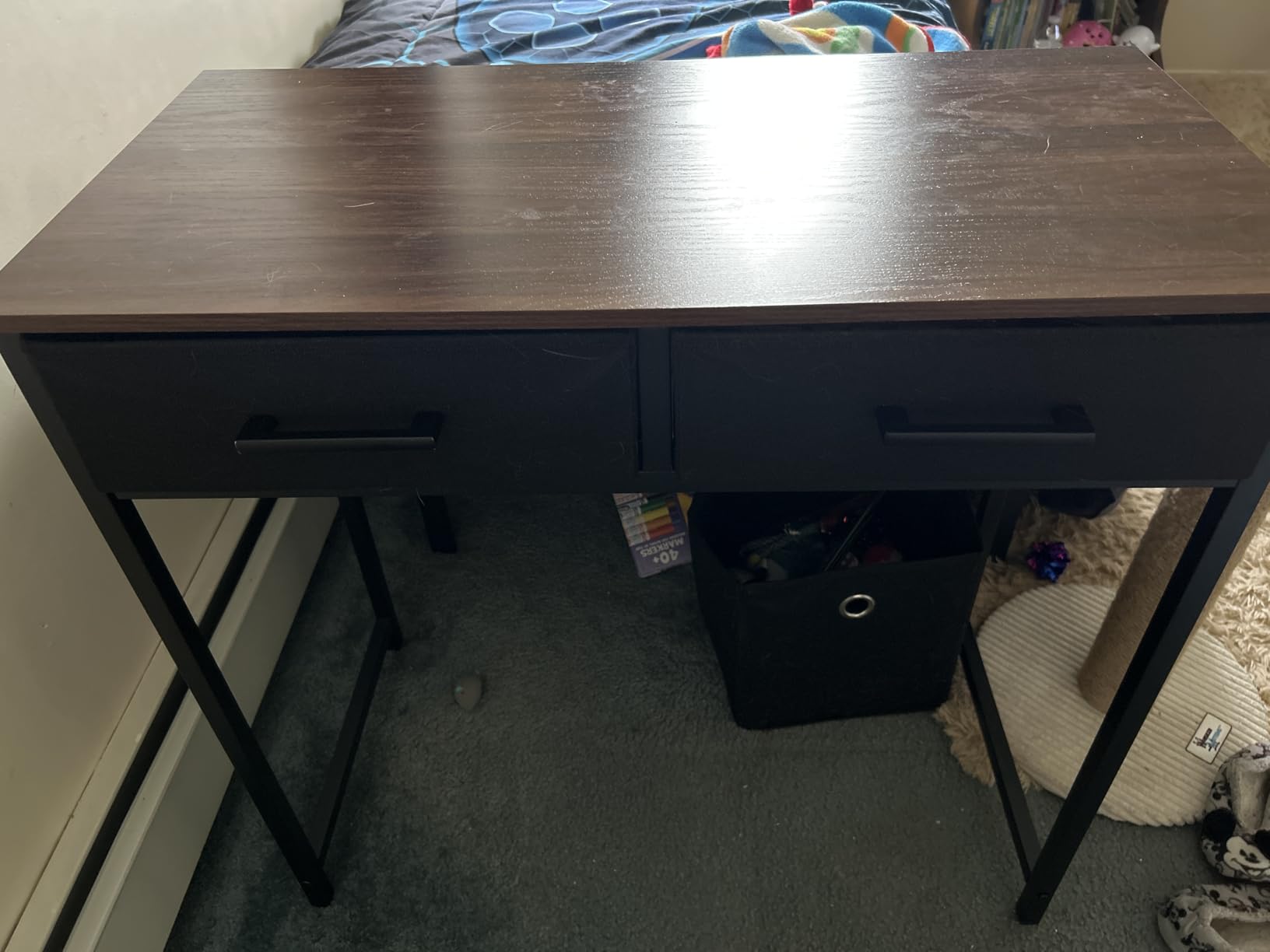 Pamray 32 Inch Small Computer Desk with 2 Drawers for Bedroom Study Writing Home Office Table for Small Spaces White customer photo 2