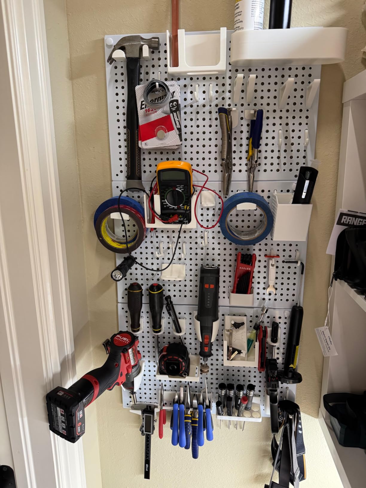 6 Pack Steel Peg Board,Universal 1/8 and 1/4 Pegboard Accessories,Ideal for Garage Tool Storage, Office Organization, Craft Room, Kitchen etc. (White, 6-12X12) customer photo 2