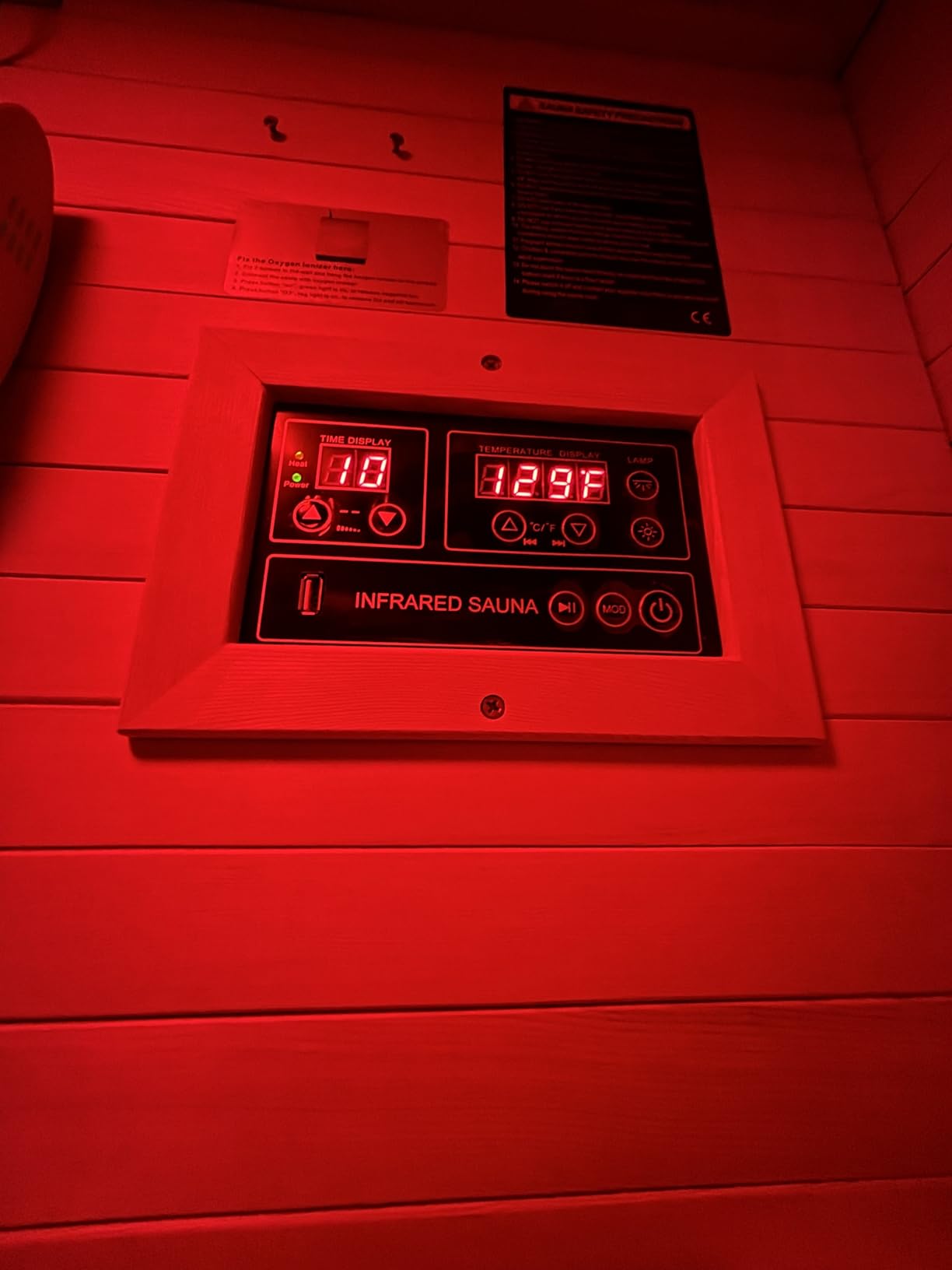 2-Person Infrared Sauna, Indoor Home Sauna Room Hemlock Wood Sauna Low EMF Far Infrared Heating with Tempered Glass Door Bluetooth Speakers, Chromotherapy Lights for Family（110V, 1850W）Truck delivery customer photo 1