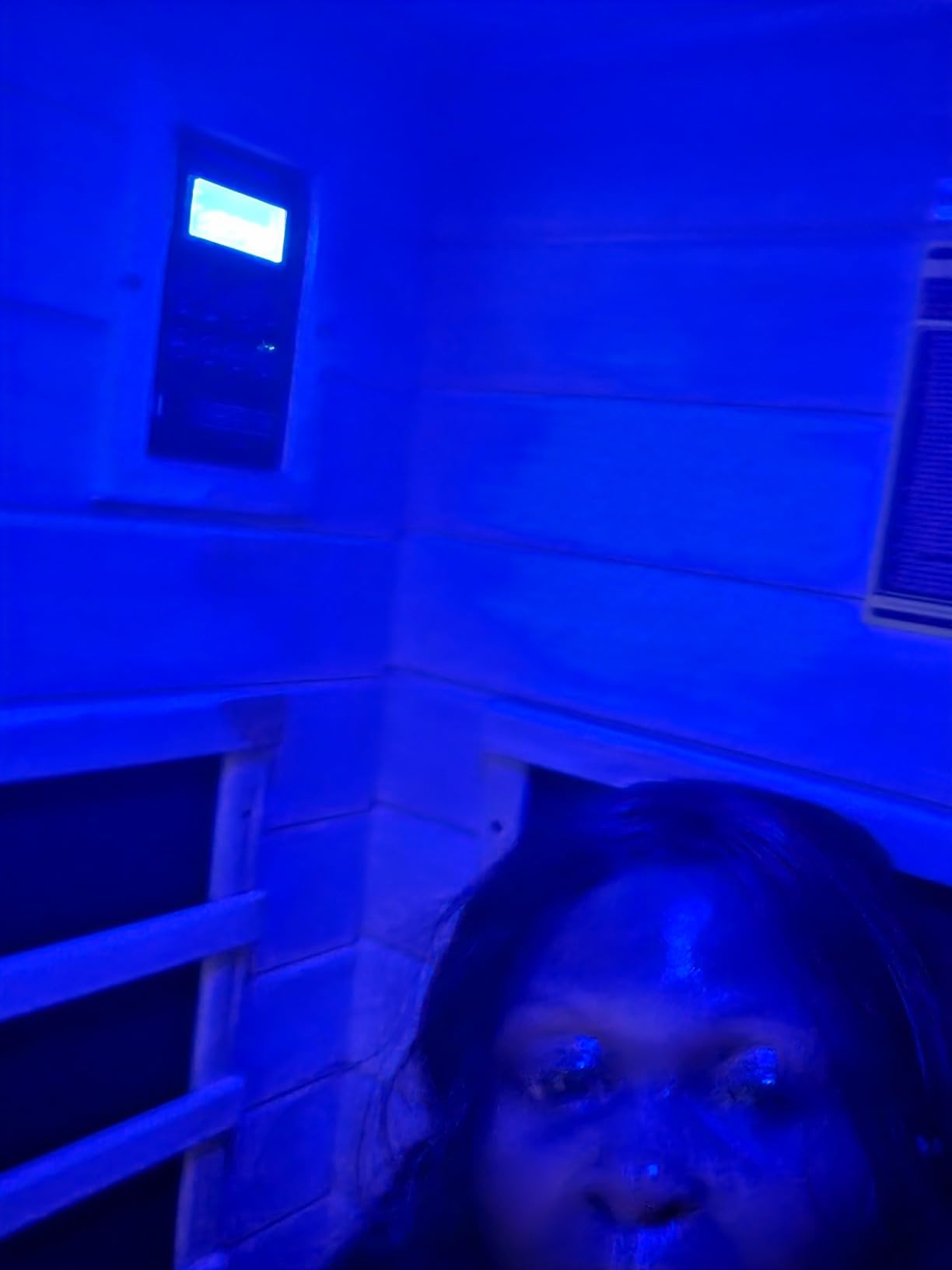 2-Person Infrared Sauna, Indoor Home Sauna Room Hemlock Wood Sauna Low EMF Far Infrared Heating with Tempered Glass Door Bluetooth Speakers, Chromotherapy Lights for Family（110V, 1850W）Truck delivery customer photo 2