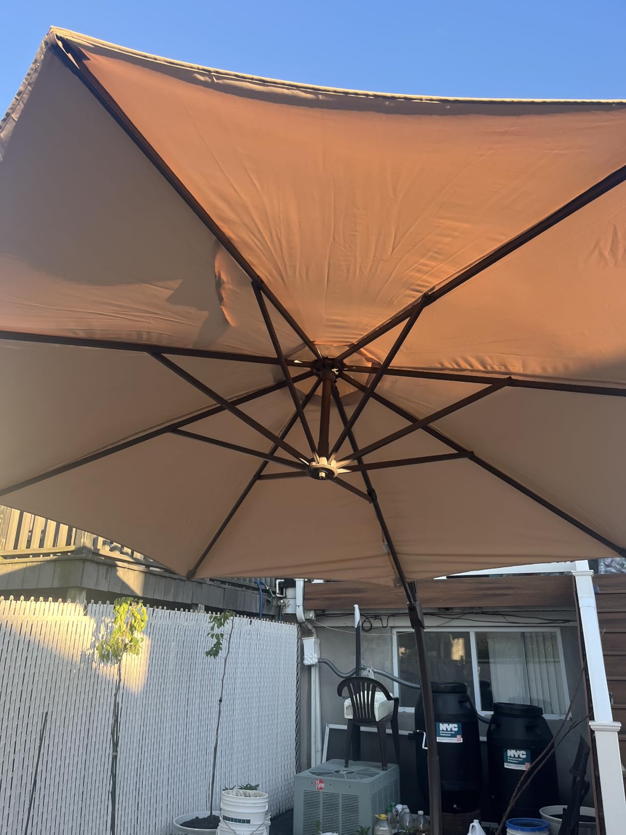 Kingdura 11ft Offset Cantilever Patio Umbrella with Base Included, Large Round Aluminum Outdoor Umbrella, 360° Rotation & Infinite Tilt, Heavy Duty Frame for Deck Pool Backyard, Beige customer photo 1