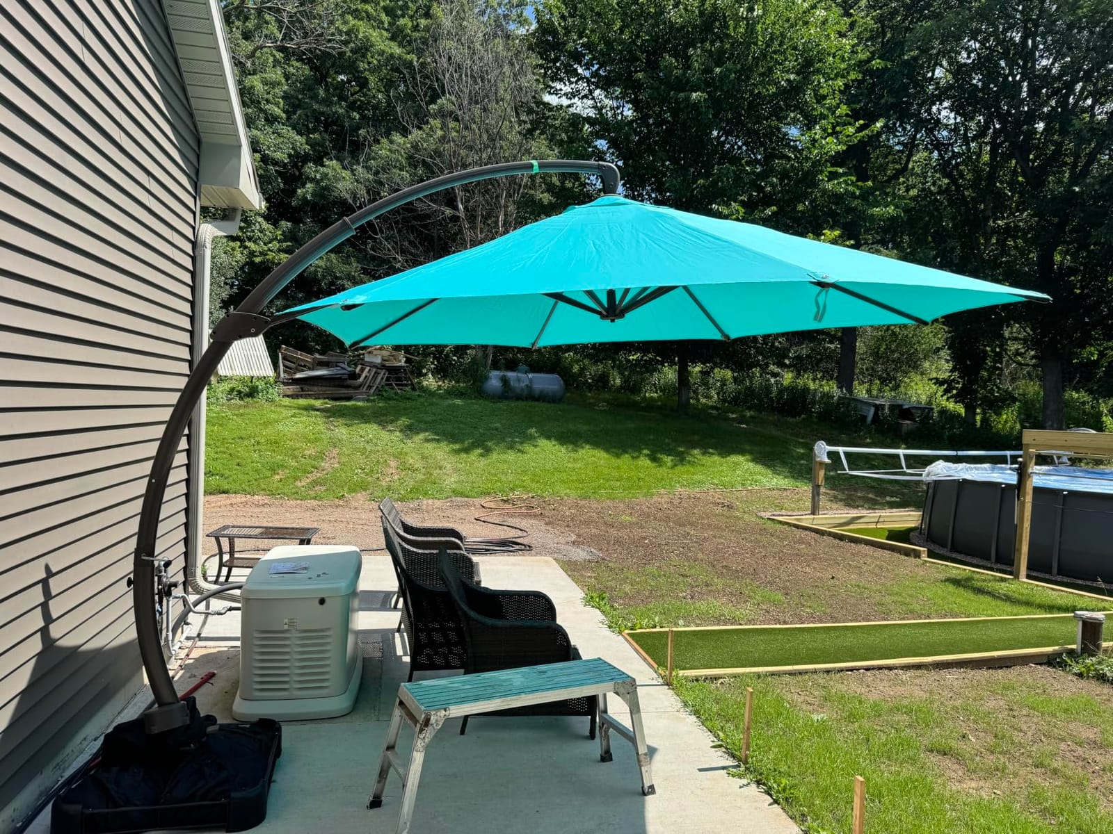 Kingdura 11ft Offset Cantilever Patio Umbrella with Base Included, Large Round Aluminum Outdoor Umbrella, 360° Rotation & Infinite Tilt, Heavy Duty Frame for Deck Pool Backyard, Beige customer photo 2