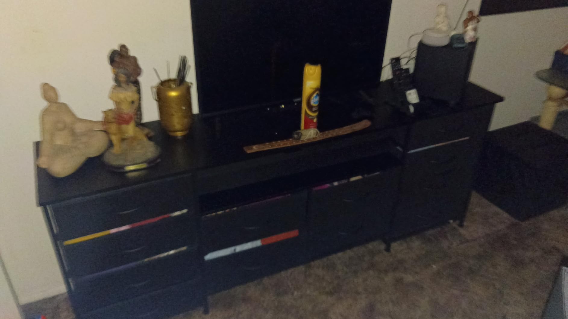 WLIVE Dresser TV Stand for 75 Inch TV, 12 Drawer LED Dresser, Rustic Brown customer photo 1