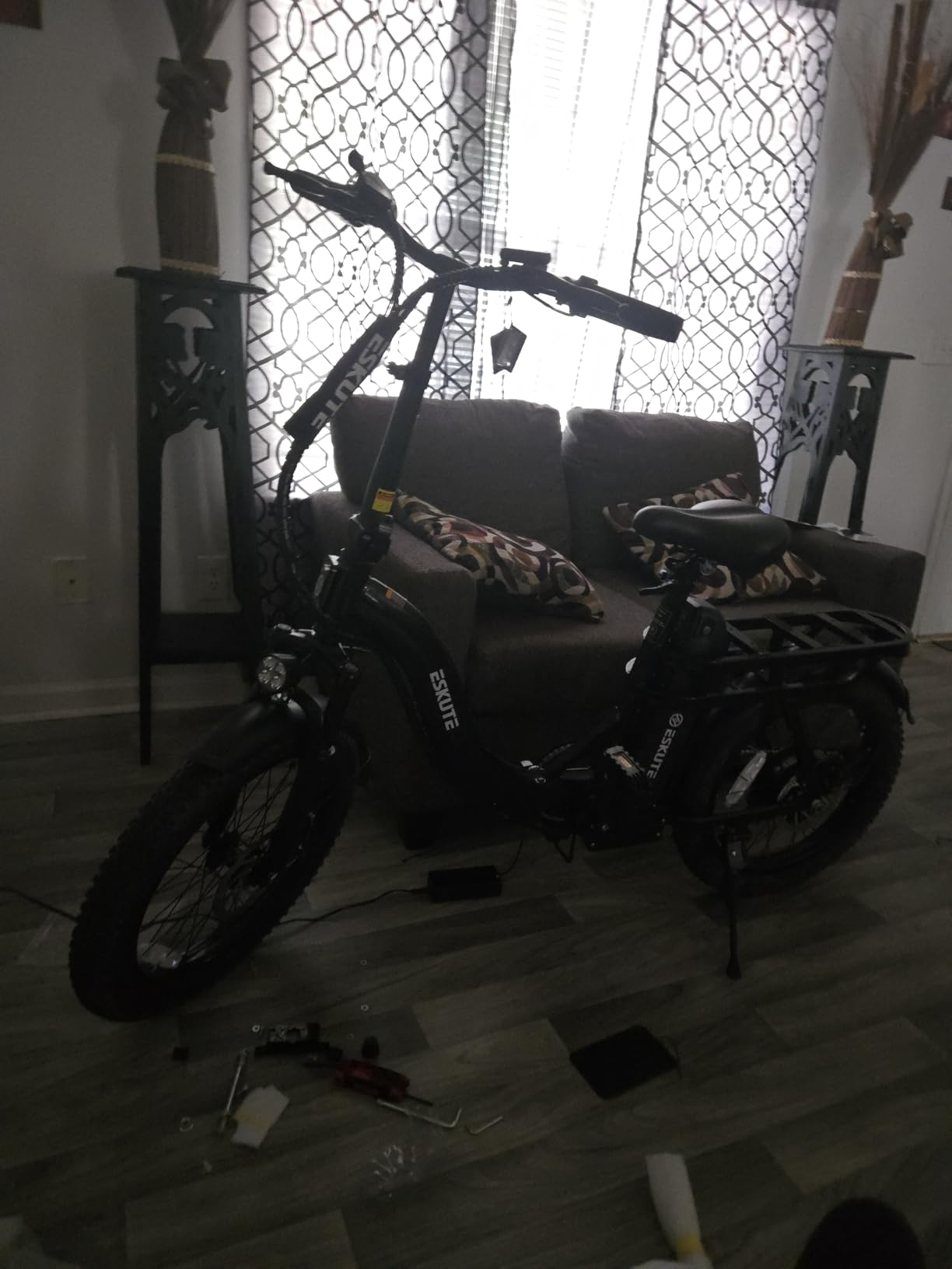 ESKUTE Electric Bike for Adults – 1200W Peak Motor, Folding 20x3 Fat Tire E‑Bike, 48V 13Ah Battery, Step‑Through Cargo Fold Ebike, NFC Unlock, 20+ MPH, 7‑Speed, Up to 55 Miles customer photo 2