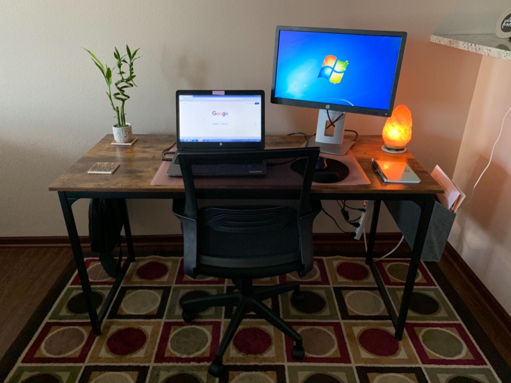 CubiCubi Electric Height Adjustable Standing Desk 48x24 Inch, Light Walnut customer photo 2