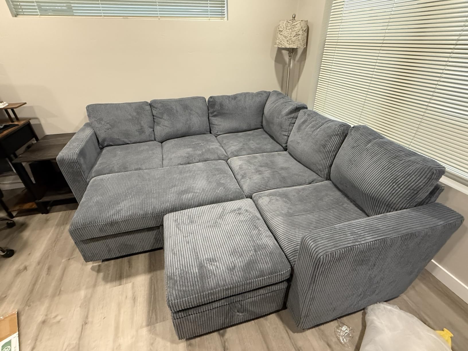 HONBAY Modular Sectional Sleeper Sofa with Pull Out Bed, L Shaped Sofa with Storage, Modular Sectional Couches for Living Room, Green customer photo 1