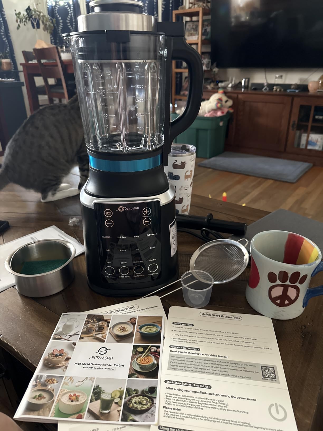 ASTRALSHIP 1500W Professional Glass Blender for Kitchen, Countertop High-Speed Smoothie Maker & Heating Nut Milk Machine - 14 Presets, 9 Speeds, BPA-Free Glass Jar for Hot Soups, Slushie customer photo 2