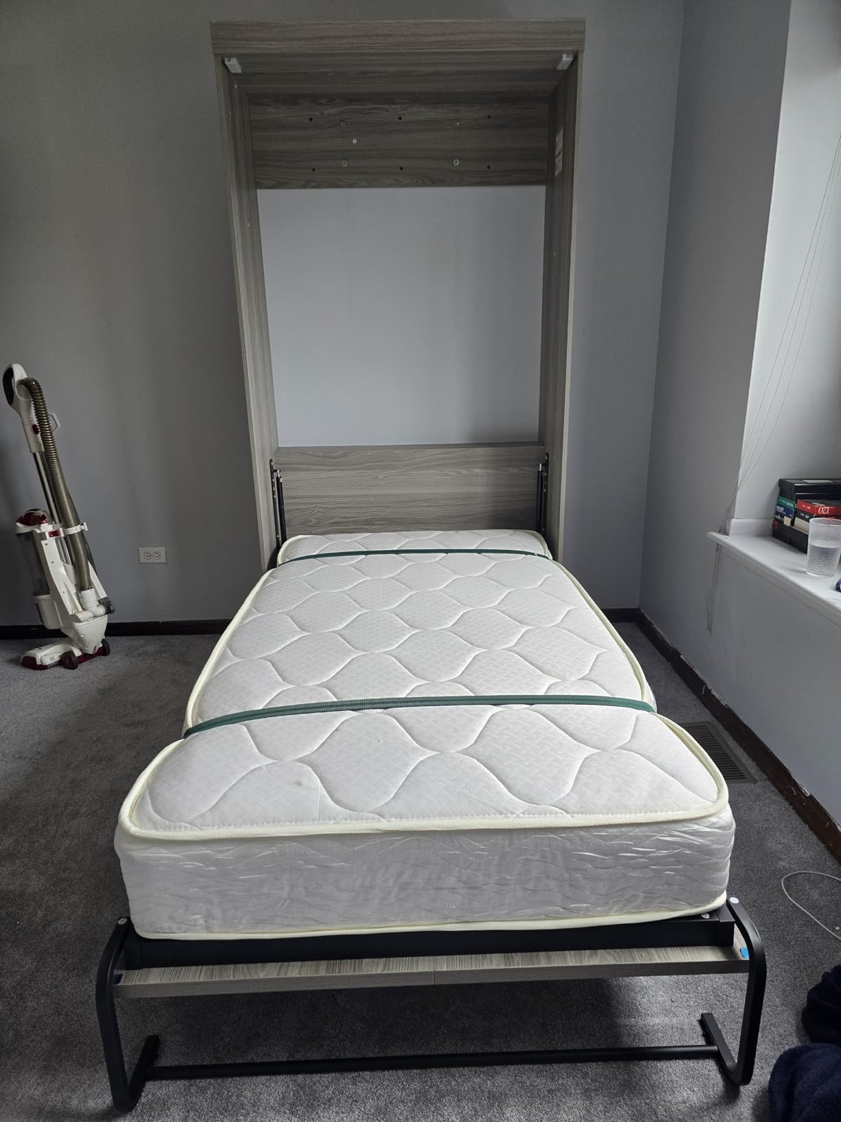RuiSiSi Queen Size Hideaway Murphy Bed with Storage Shelf, White customer photo 2