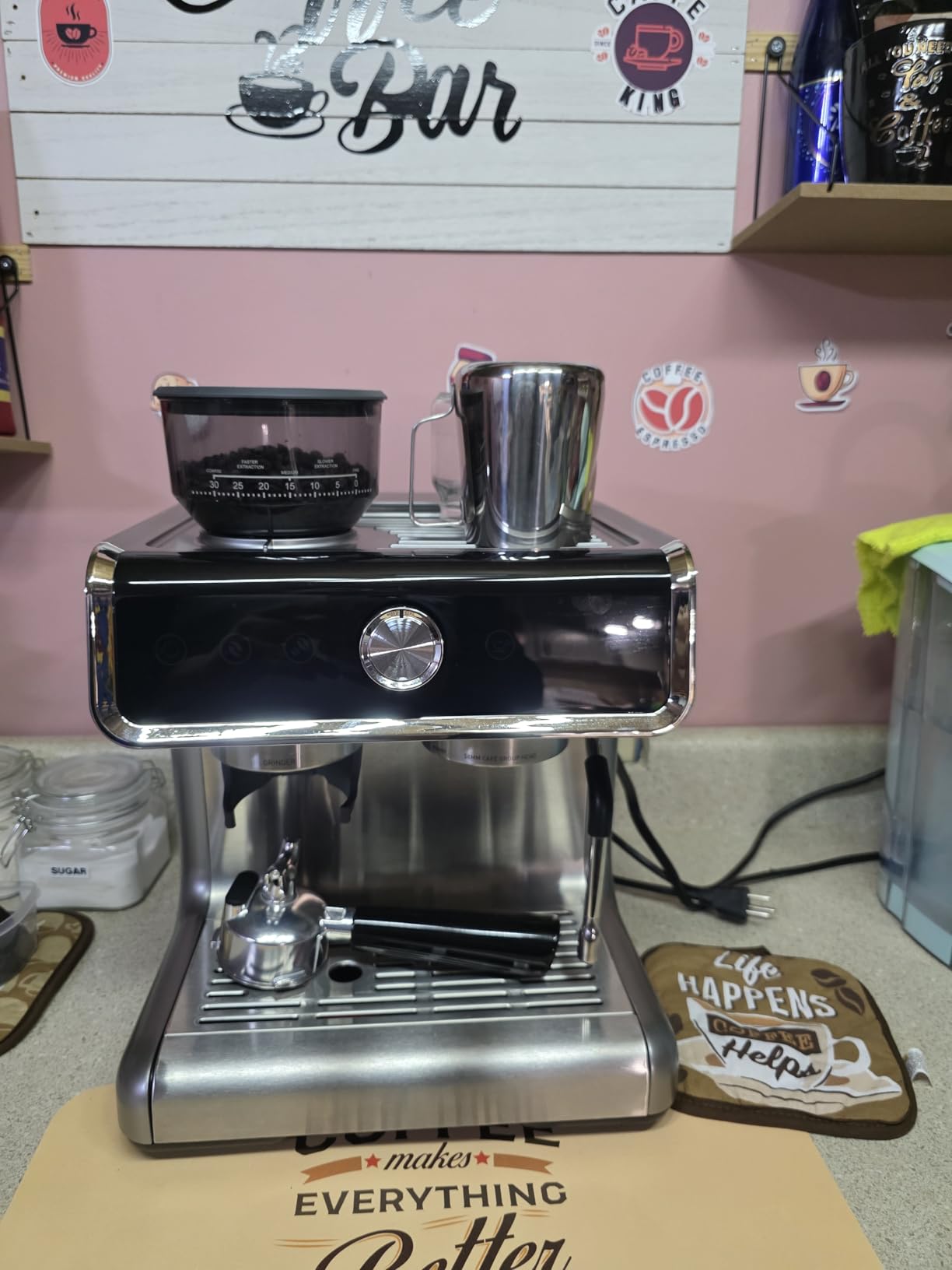 EUHOMY Automatic Espresso Machine with Built-in Grinder and Milk Frother customer photo 2