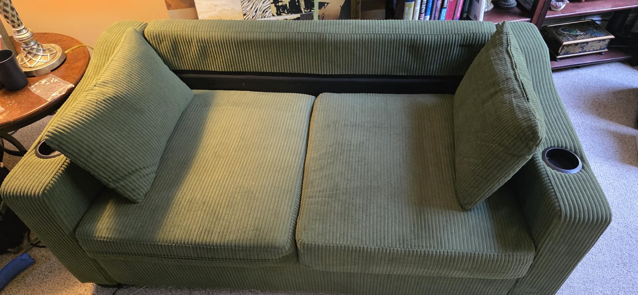 Queen Size Pull Out Sleeper Sofa Bed, Pullout Loveseat Couch Bed, Beige customer photo 2