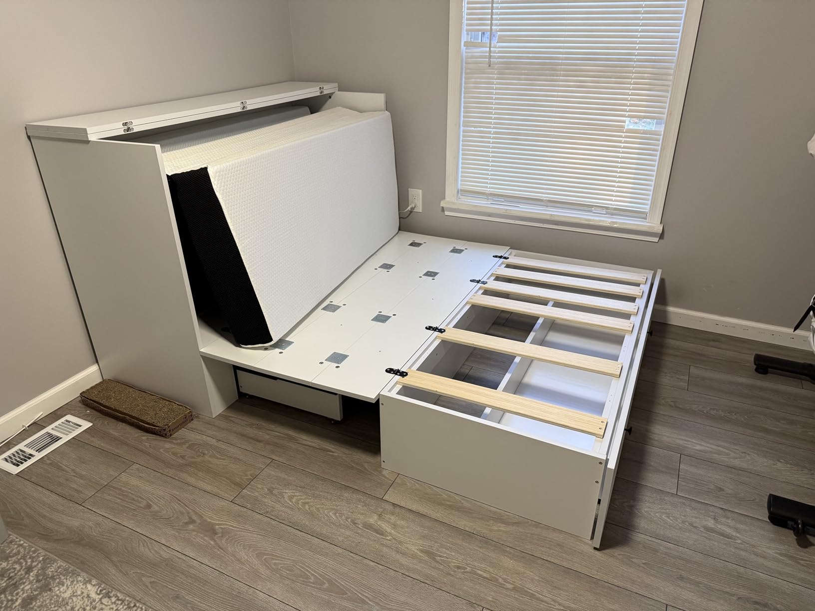LIVAUVEAD Murphy Bed Full, Murphy Bed Cabinet with Headboard, White customer photo 1
