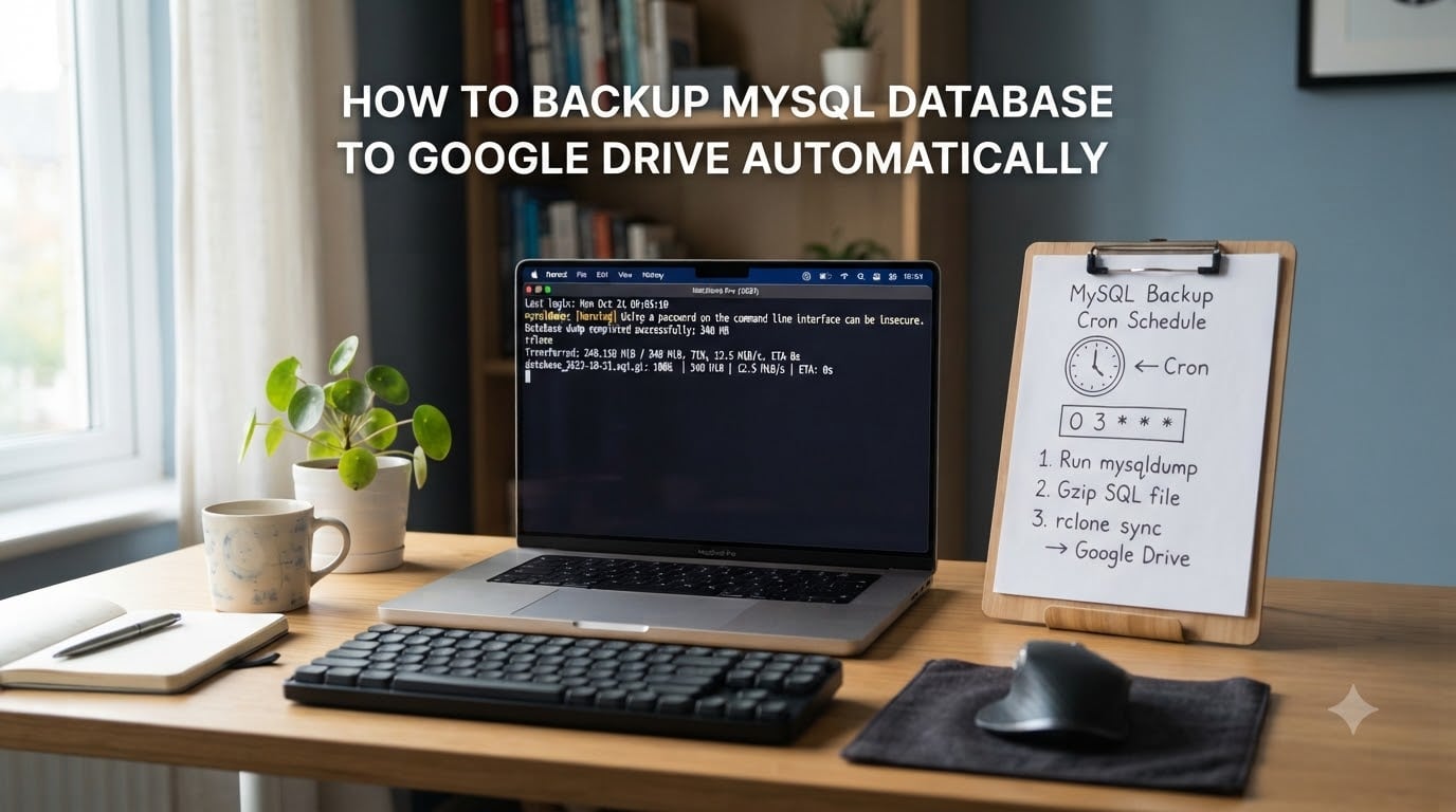 how to backup mysql database to google drive automatically