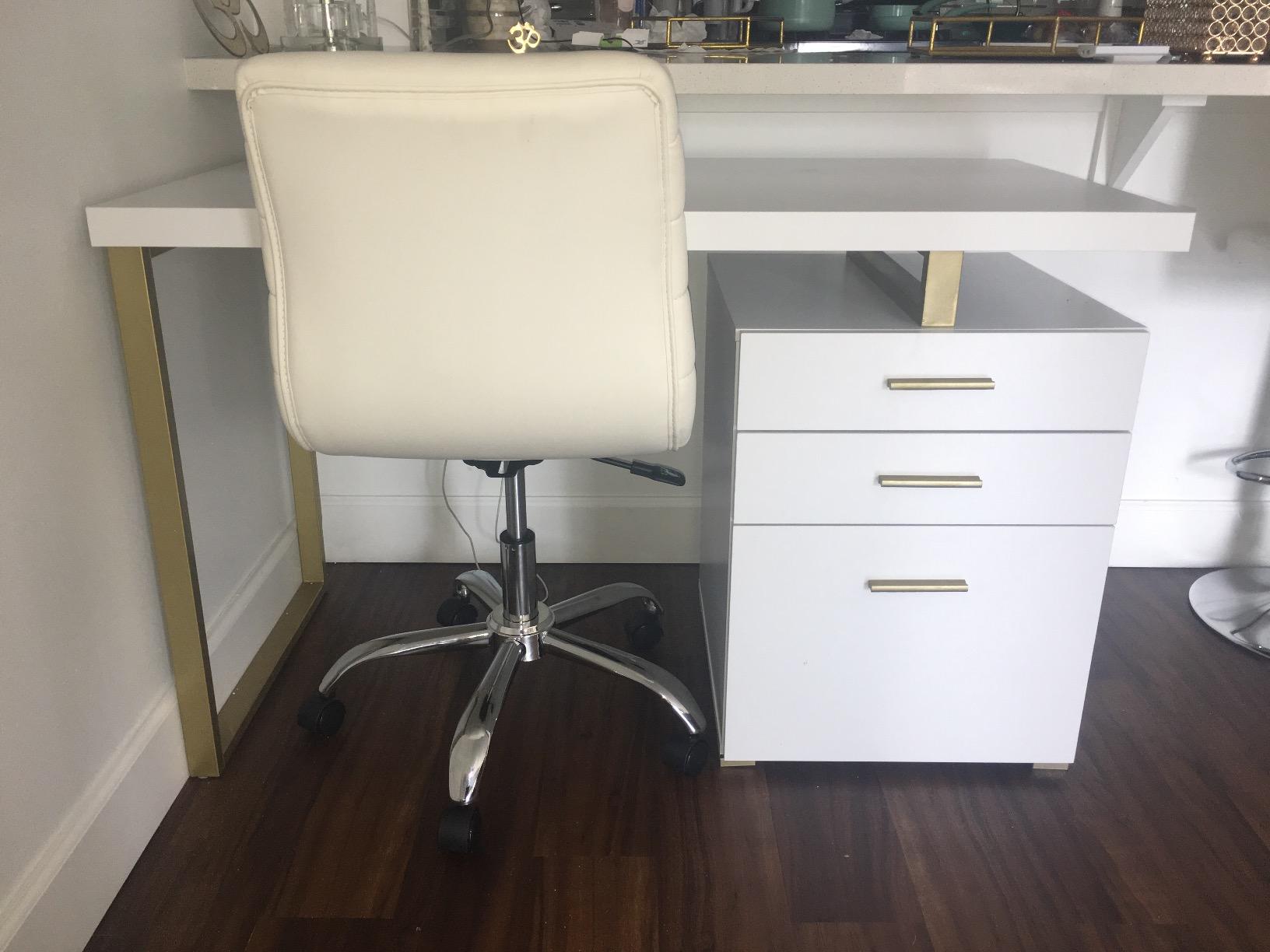 Coaster Home Furnishings Brennan Modern Contemporary Home Office 3-Drawer Writing Desk with Drawers Computer Desk Study Table File Cabinet Storage Silver Metal Frame Cappuccino Brown 800519 customer photo 2