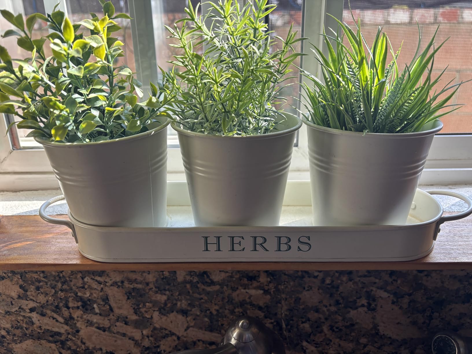 Barnyard Designs Indoor Herb Garden Planter Pots with Tray Set/3 (White) customer photo 2