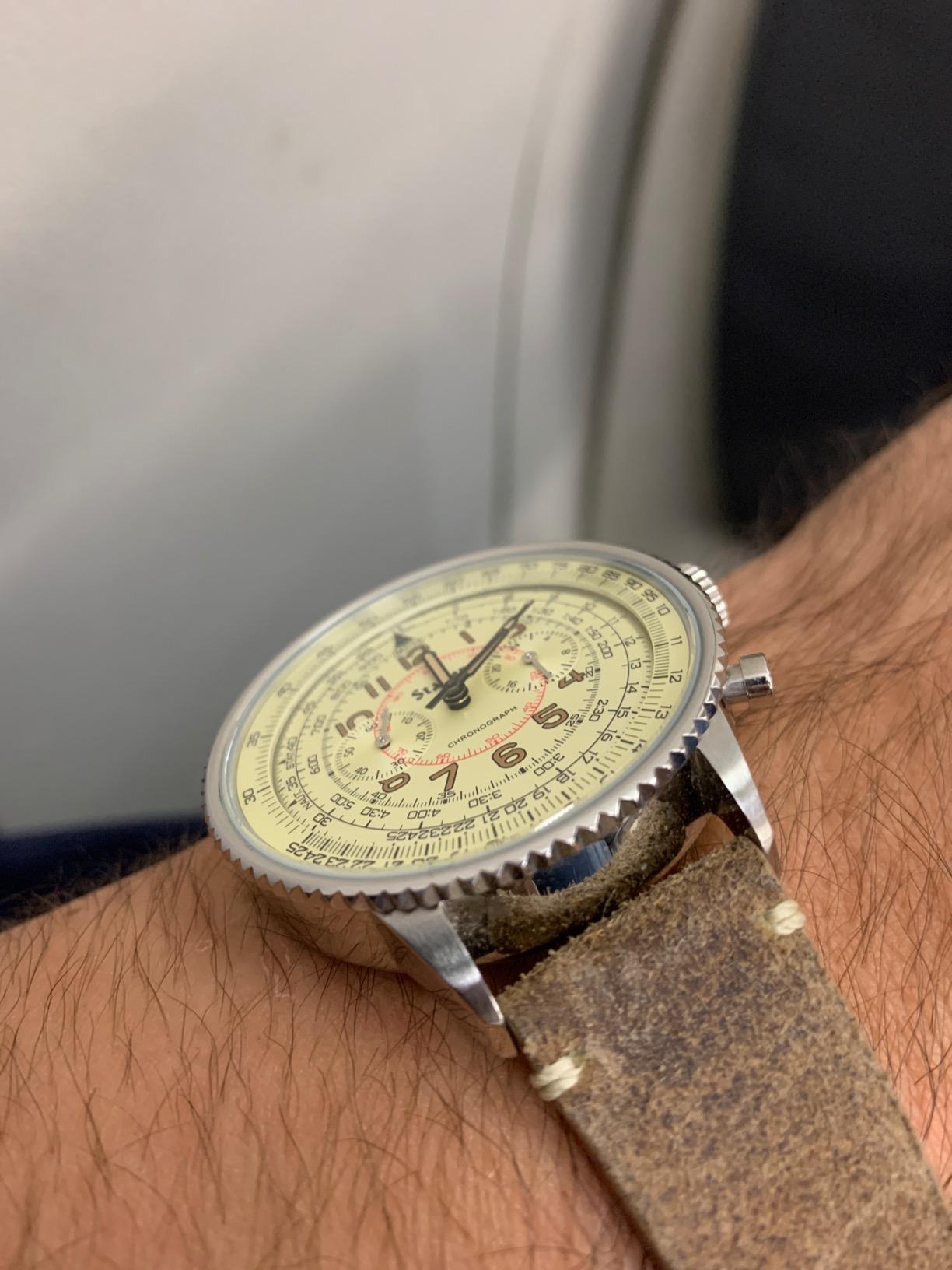 Stauer Co-Pilot Men's Chronograph Watch with Stainless Steel Case and Brown Leather Band customer photo 1