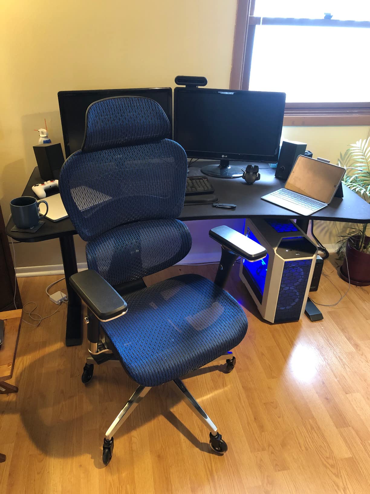 Nouhaus Ergo3D Ergonomic Office Chair Lumbar Support Mesh Office Chair with 4D Adjustable Armrest, Adjustable Headrest and Wheels, Mesh High Back Home Office Desk Chairs(Blue) customer photo 2