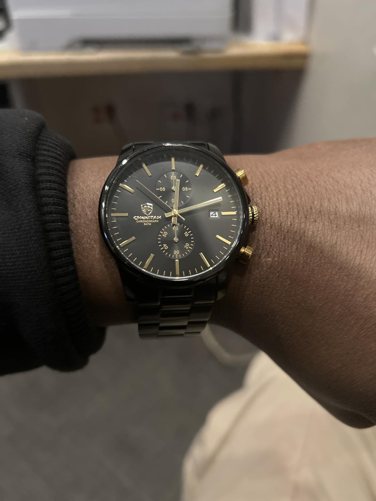 GOLDEN HOUR Fashion Business Mens Watches with Stainless Steel Waterproof Chronograph Quartz Watch for Men, Auto Date customer photo 2