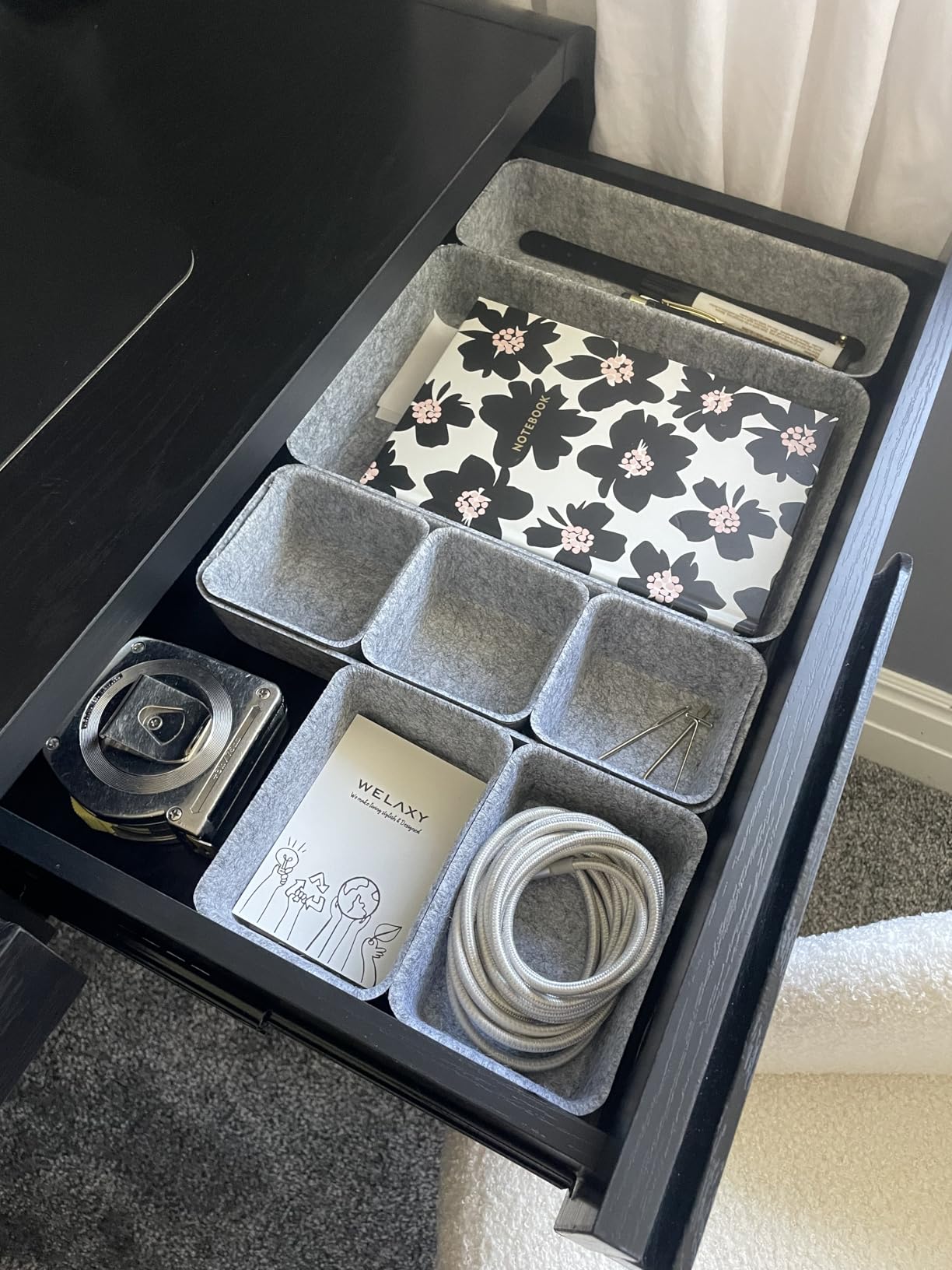 Welaxy 8pc Nordic Felt Desk Drawer Organizer Tray Beige Oatmeal Storage Bin customer photo 2