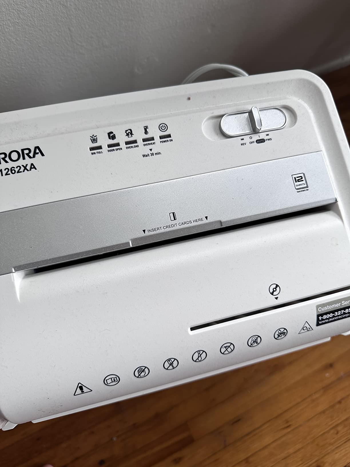 Aurora AU1260XA Anti-Jam 12-Sheet Crosscut Paper and CD/Credit Card Shredder customer photo 1