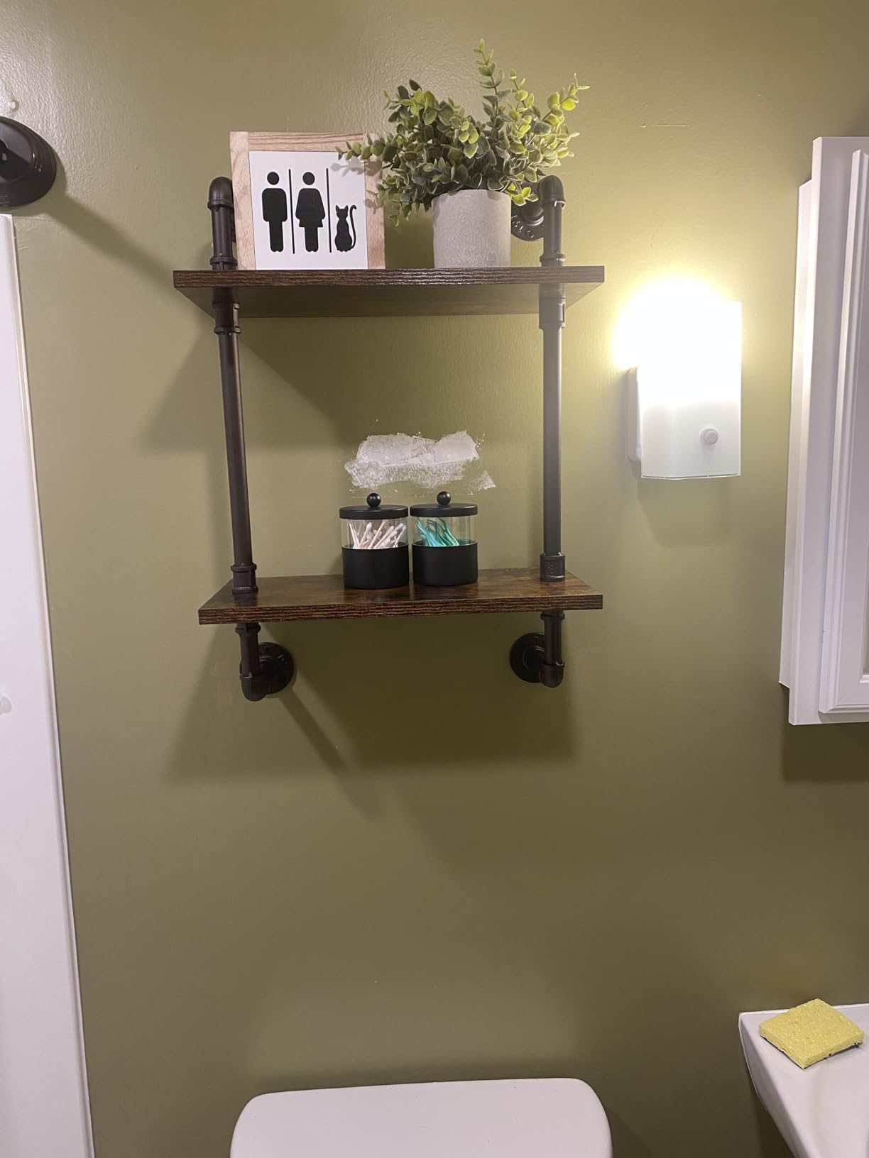 Helsin 3 Tier Industrial Pipe Shelf Rustic Wood Floating Shelves,Wall Display Bookshelf,Storage Rack Sundries Holder for Kitchen Office Bathroom Organization and Home Decor (24inch) customer photo 2