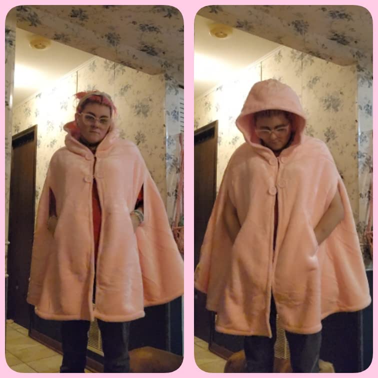 Catalonia Women's Hooded Poncho Cape, Oversized Sherpa Fleece Cloak Coat customer photo 2