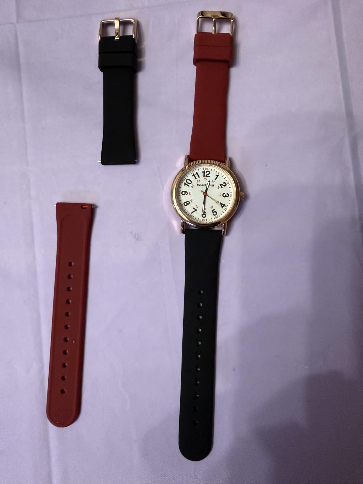 GOLDEN HOUR Waterproof Nurse Watch for Medical Professionals, Students Women Men - Military Time Luminouse Easy Read Dial, 24 Hour with Second Hand, Colorful Silicone Band customer photo 1