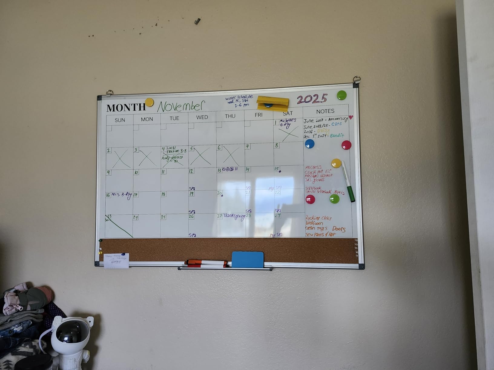 Dry Erase Calendar Whiteboard for Wall, 24