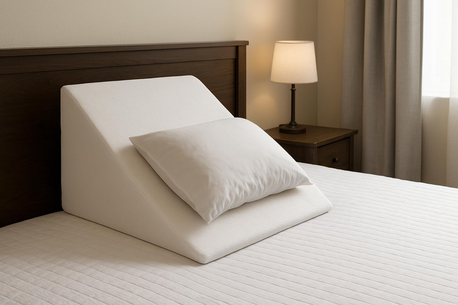 Bedluxe Wedge Pillow, 10 inch Bed Wedge Pillow for Headboard, Pillow Wedge for Acid Reflux Relief, Sleeping, Back Pain Relief, Snoring, Triangle Pillow Wedge, White/Grey customer photo 2