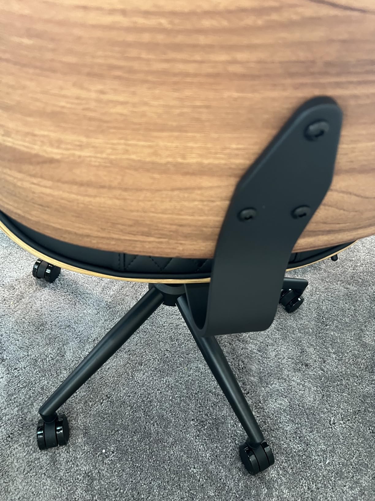 Home Office Chair No Arms with Wheels, Mid Back Walnut Style, Black customer photo 1