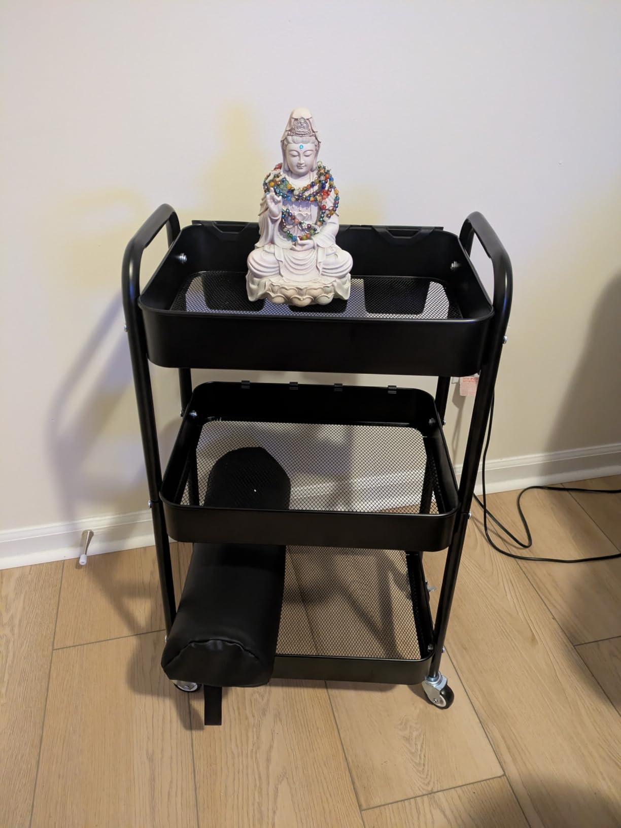 YASONIC 3 Tier Rolling Cart, Heavy Duty Metal Utility Cart with Wheel Black customer photo 1