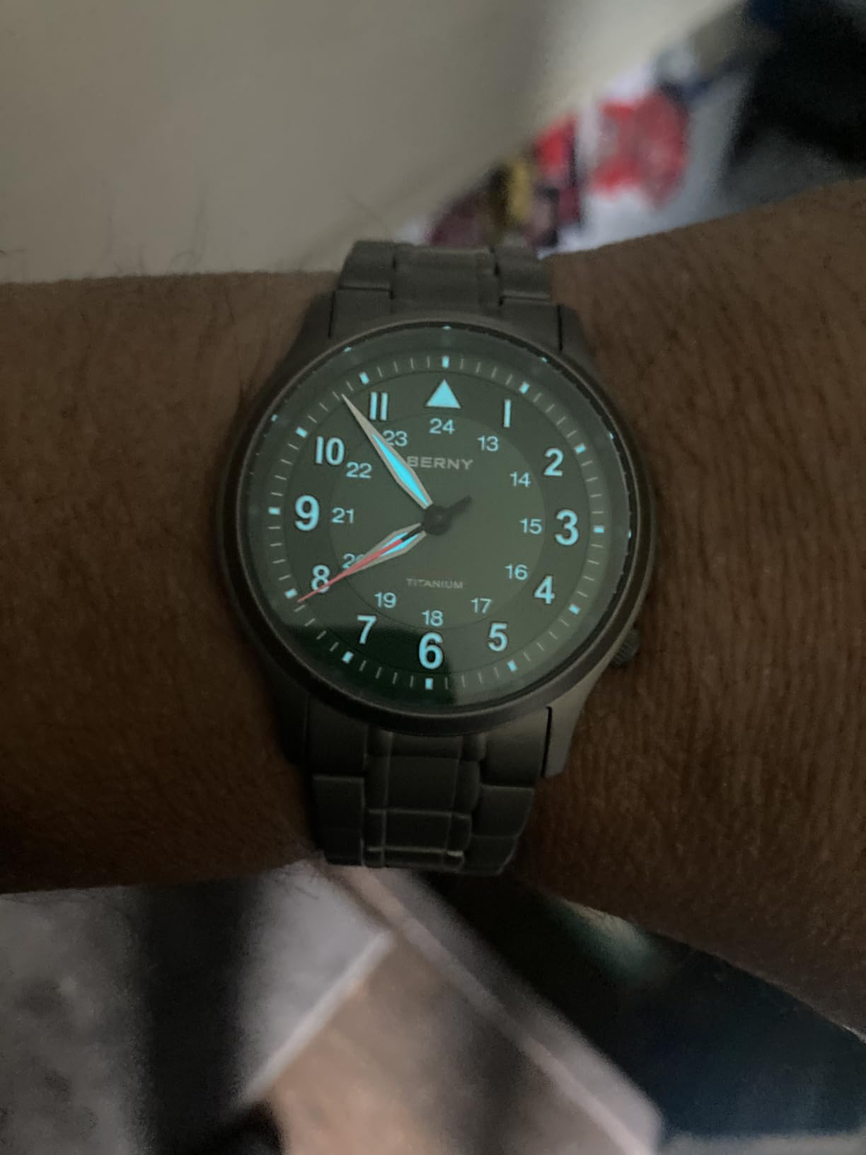 BERNY Titanium Field Watch for Men, Unisex Quartz 5ATM Waterproof Luminous customer photo 2
