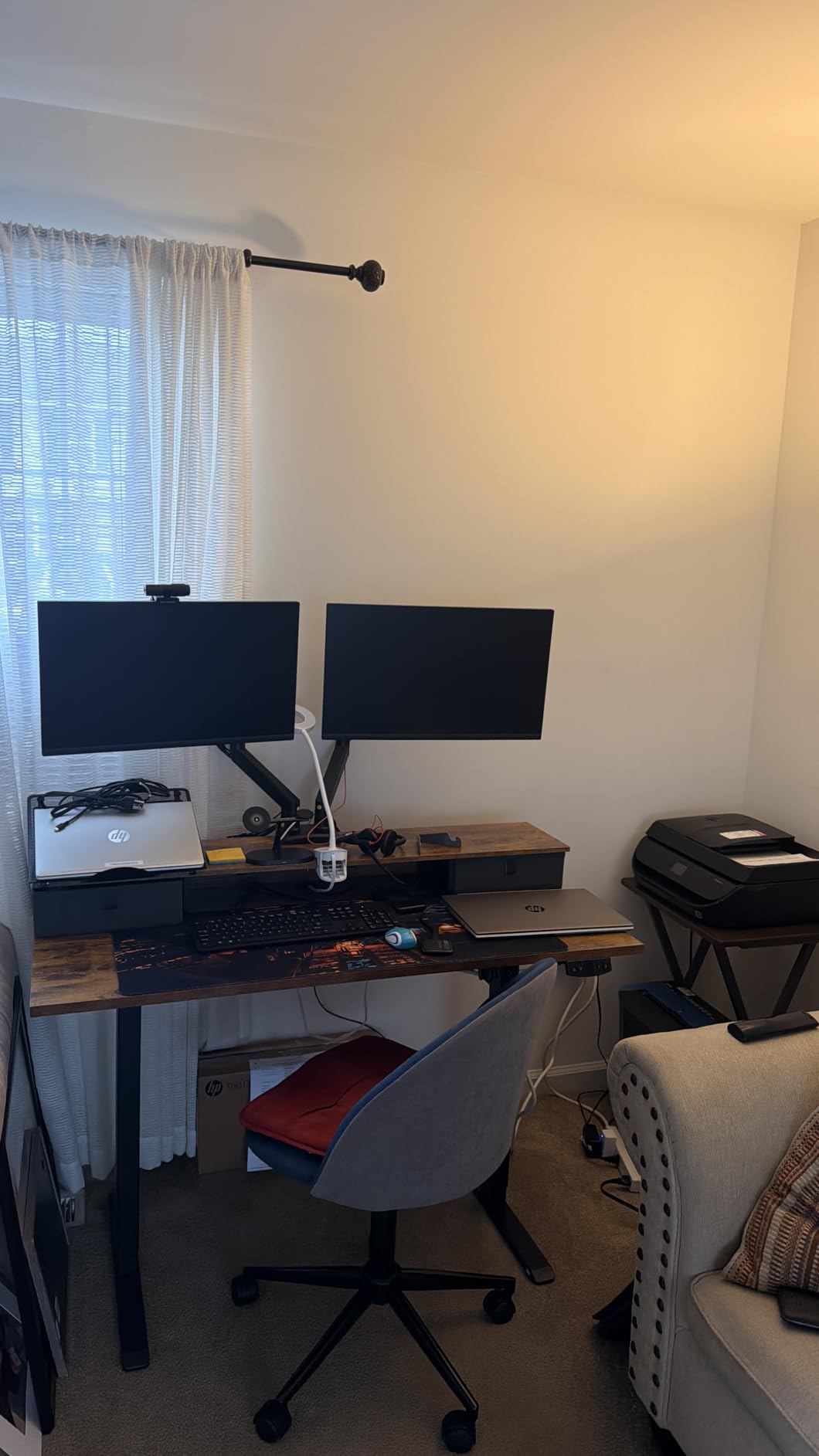 Agilestic 48 x 24 Inches Electric Standing Desk with 2 Storage Drawers, Adjustable Height Sit and Stand Computer Table with Splice Board, Rustic Brown customer photo 1
