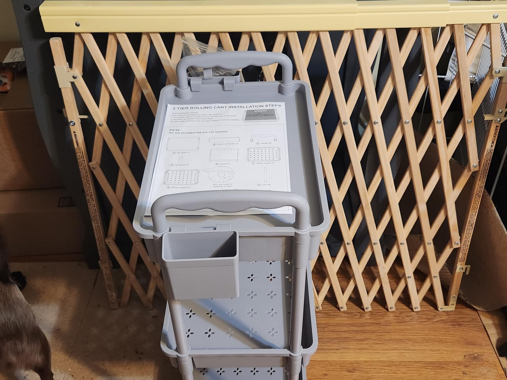 SUNALLY 3 Tier Rolling Cart with Drawer, Craft Storage Cart Organizer,White customer photo 2
