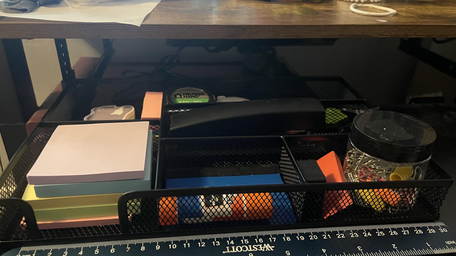 Desk Drawer Organizer, Office Drawer Divider Organizer Tray with 6 Compartments, Metal Mesh Desktop Organization and Accessories for Stationery Makeup Kitchen Toolroom School &Office, 12.6x8.27x1.6 in customer photo 2