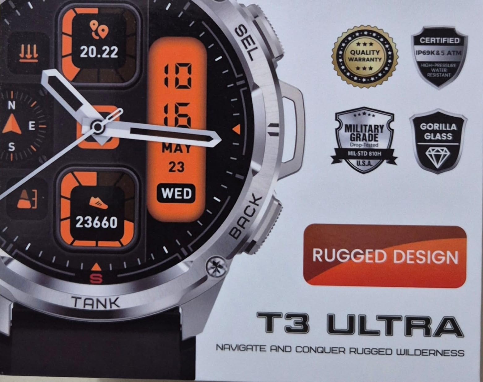 KOSPET Tank T3 Ultra Smart Watch, Dual-Band GPS, 5 ATM & IP69K Waterproof customer photo 2