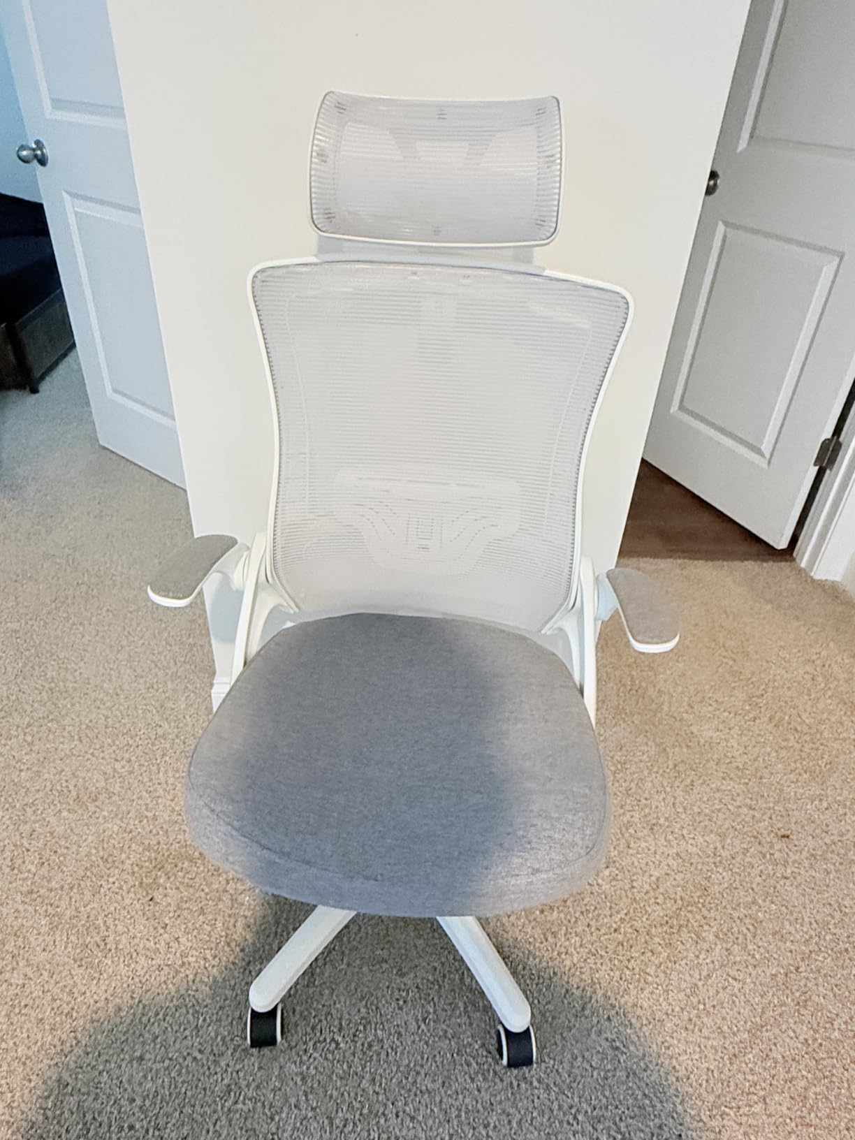 NEO CHAIR Office Desk Chair with Ergonomic High Back Mesh Headrest, Beige customer photo 2