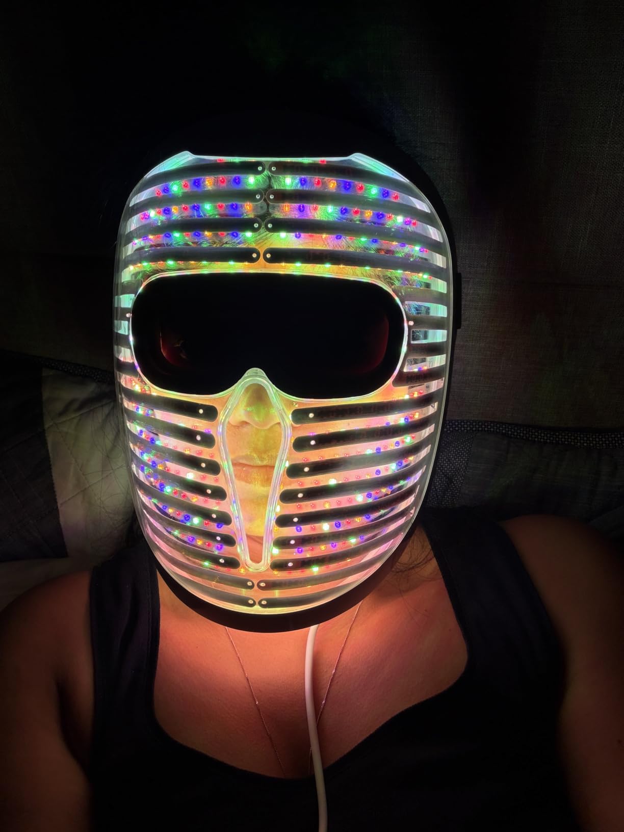 iRestore LED Face Mask for Youthful Skin, Red Light Therapy for Face, Red, Blue & Infrared Therapy for Wrinkles, Fine Lines, Dark Spots with 360 LEDs, Skincare Device for Women & Men customer photo 1