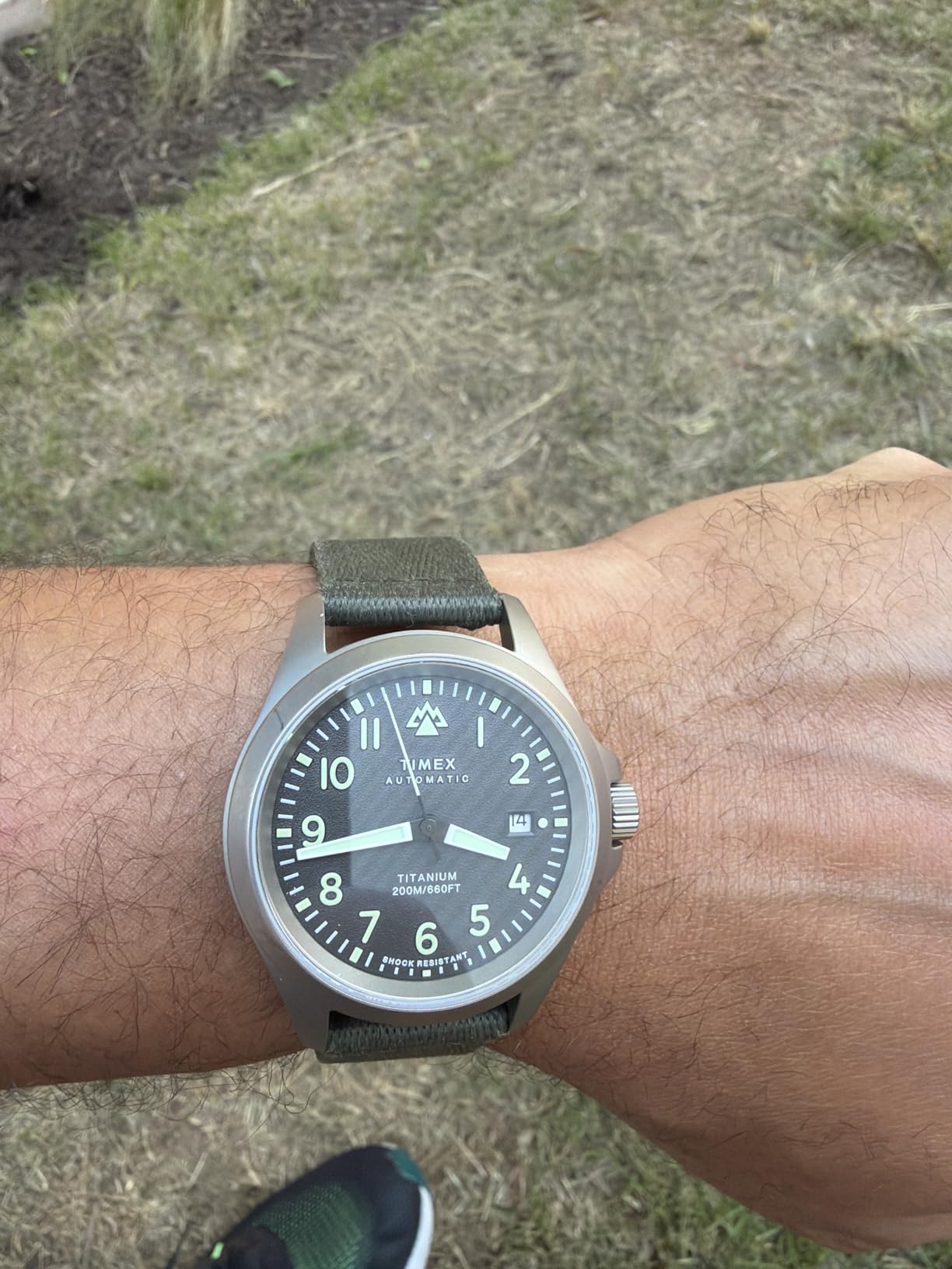 Timex Men's Expedition North Titanium Automatic 41mm Watch - Green Strap Gray Dial Titanium Case customer photo 1