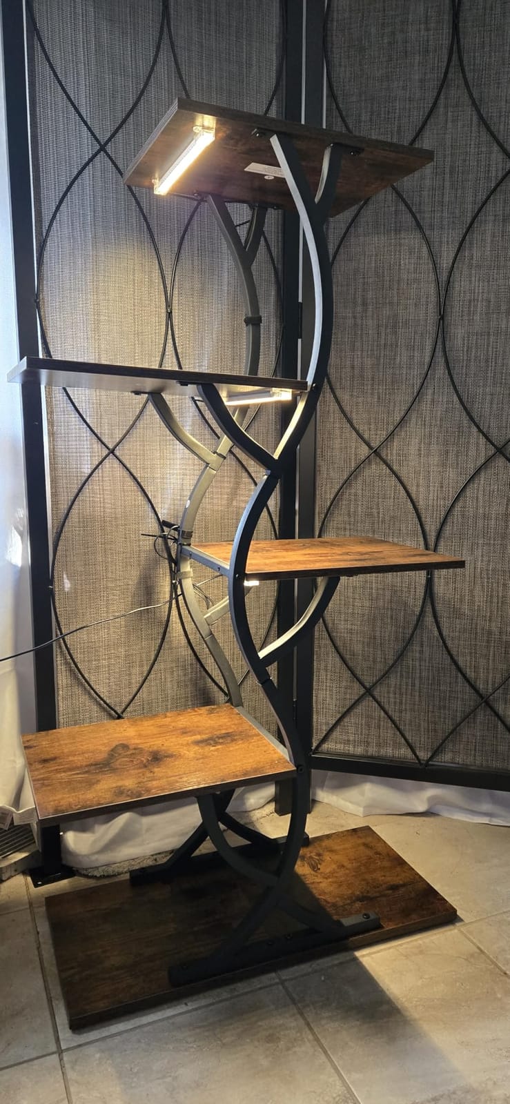 Plant Stand Indoor with Grow Lights - 5 Tiered Corner Plant Shelves (Brown) customer photo 2