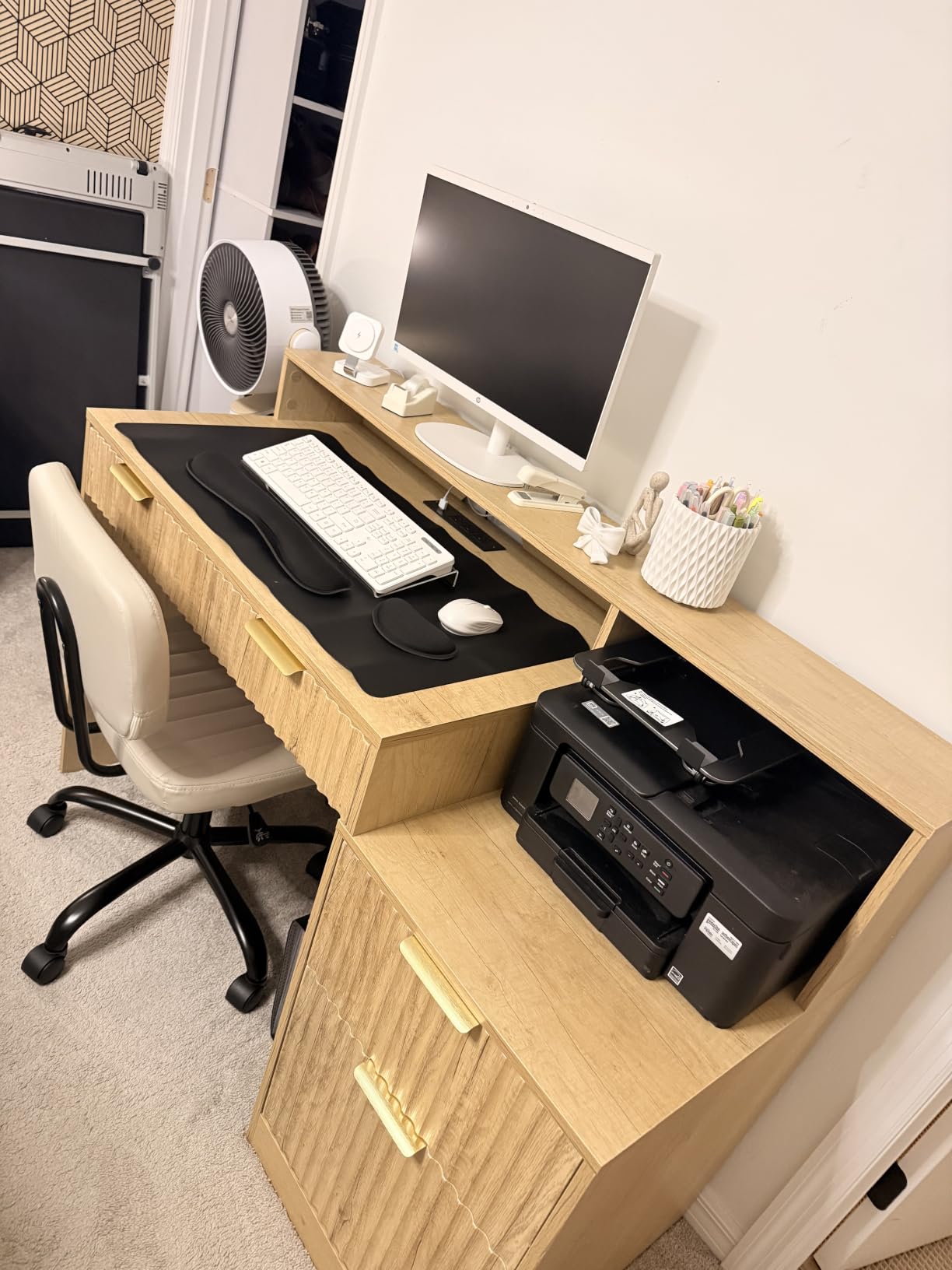 Sweetcrispy Office Desk Chair, Small Vanity Chair, Lumbar Support customer photo 2