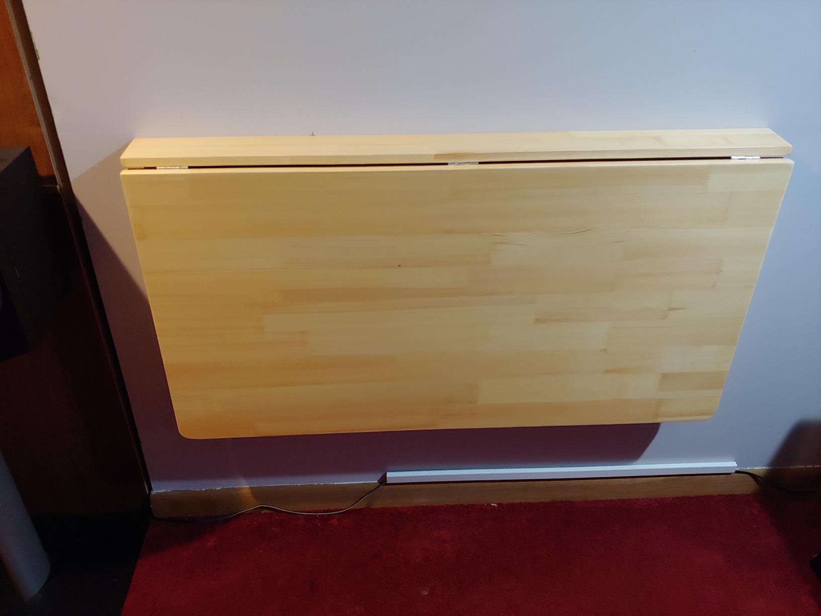 MM MELISEN Wall Mounted Desk - 32x24 Inch, Walnut Finish Solid Wood Desk for Bedroom Office or Laundry Room. Folds Down for laptops, up for Space. Ideal for Apartments, dorms, and Small Homes customer photo 2
