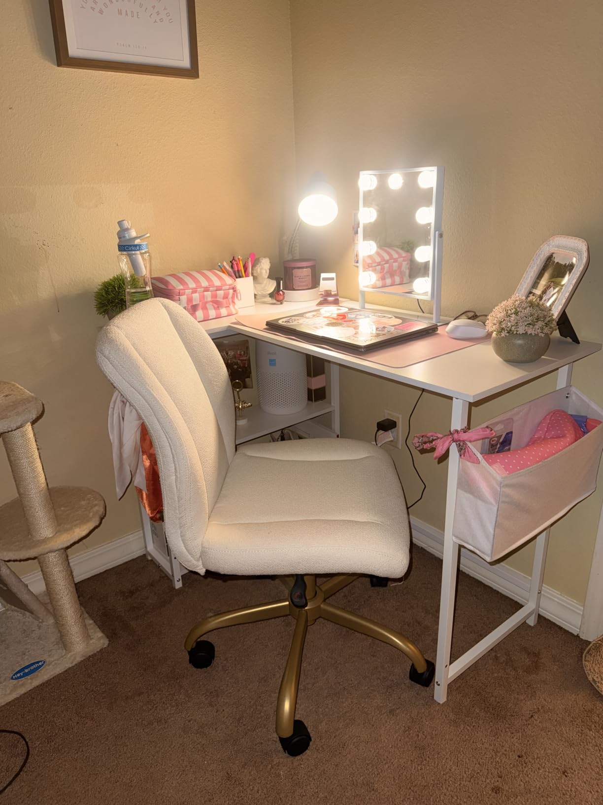 Pamray 40 Inch L Shaped Computer Desk with Reversible Side Storage Shelves, Small Corner Desk for Small Space Home Office, Writing Study Table PC Desk for Bedroom, Vintage customer photo 2