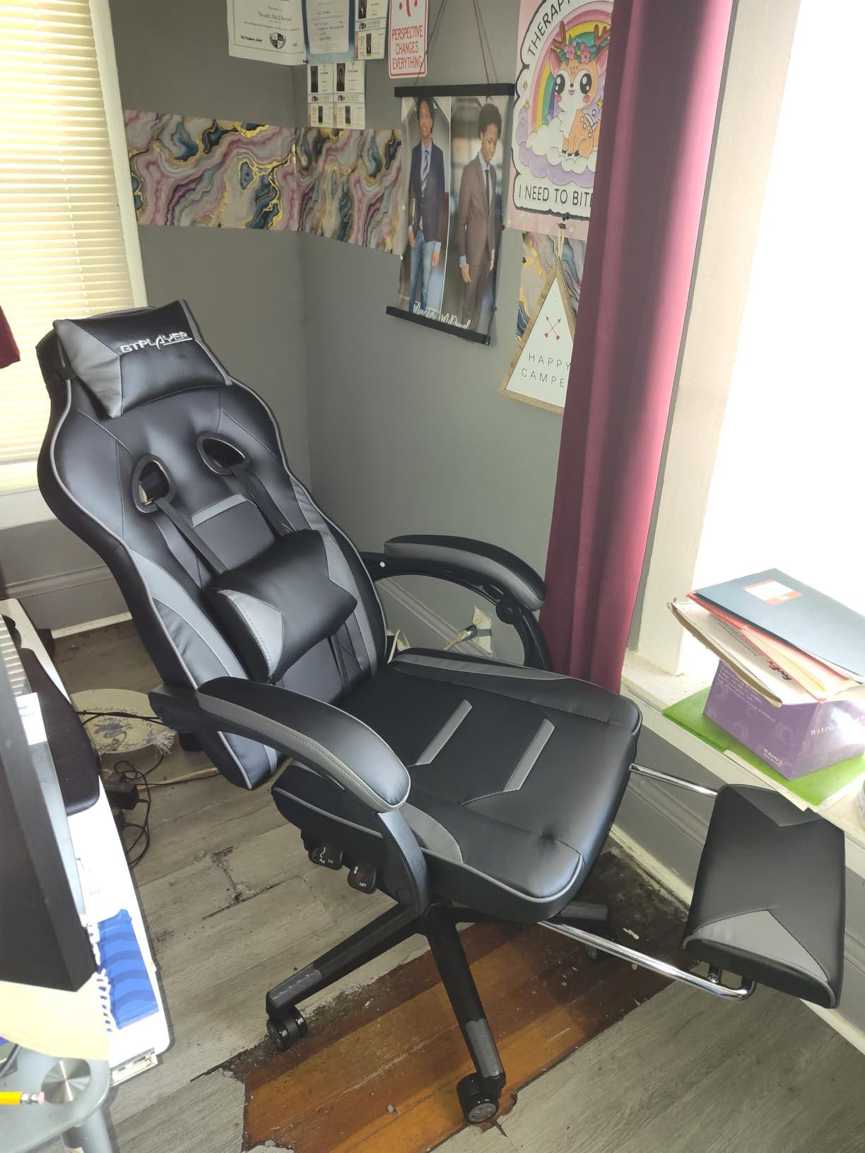 GTPLAYER Gaming Chair for Adults, Big and Tall 350LBS Heavy Duty Office Chair, Ergonomic High Back Lumbar Support and Recliner for Back Pain Relief, Sky Gray customer photo 2