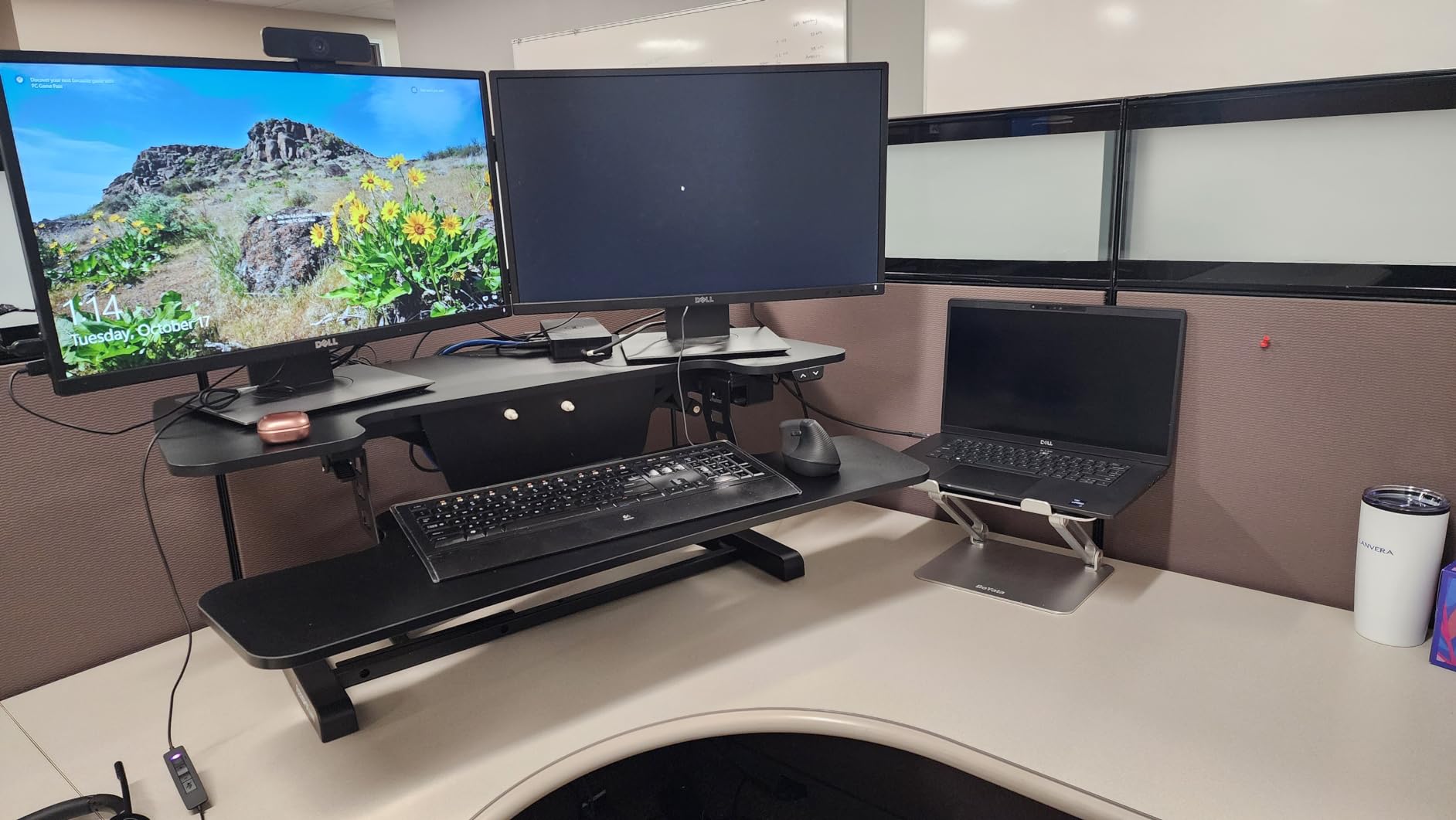 FLEXISPOT H7 Plus Mobile Standing Desk, Pneumatic Adjustable,One-Piece 32